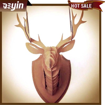 corrugated cardboard artificial paper deer head for decoration christmas gift